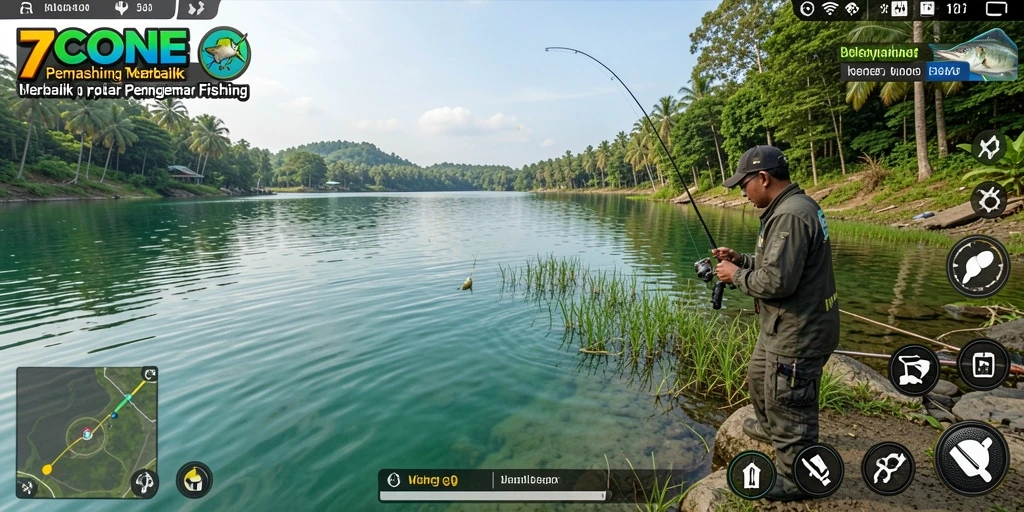 Screenshot utama 7CONE menampilkan gameplay memancing yang realistis.