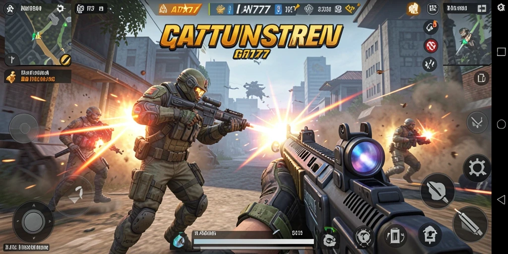 Gameplay seru AN777 dengan aksi tembak-menembak yang intens.