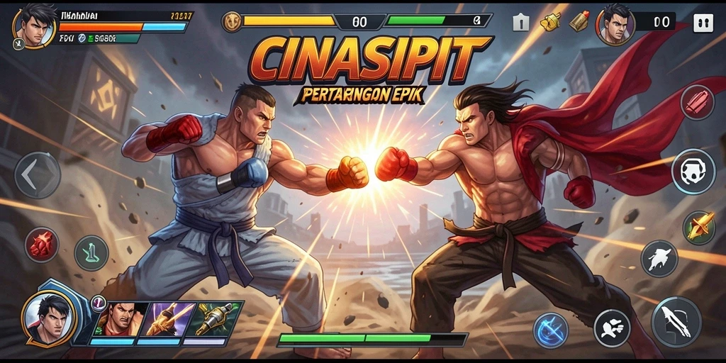 Tampilan gameplay CINASIPIT yang intens dan penuh aksi.