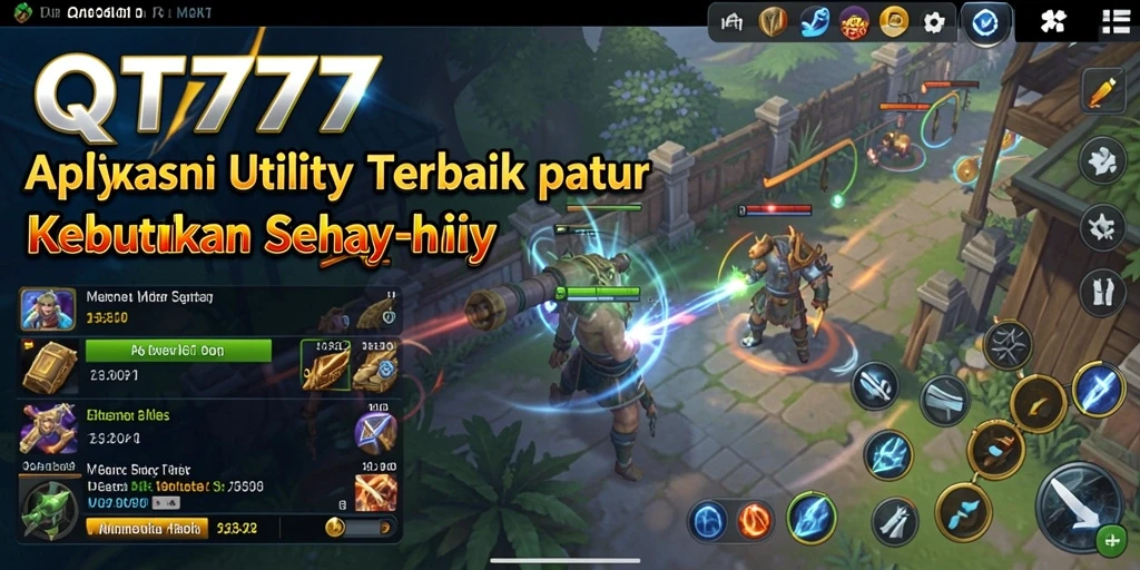Tampilan user-friendly aplikasi QT777 dengan berbagai fitur Utility.
