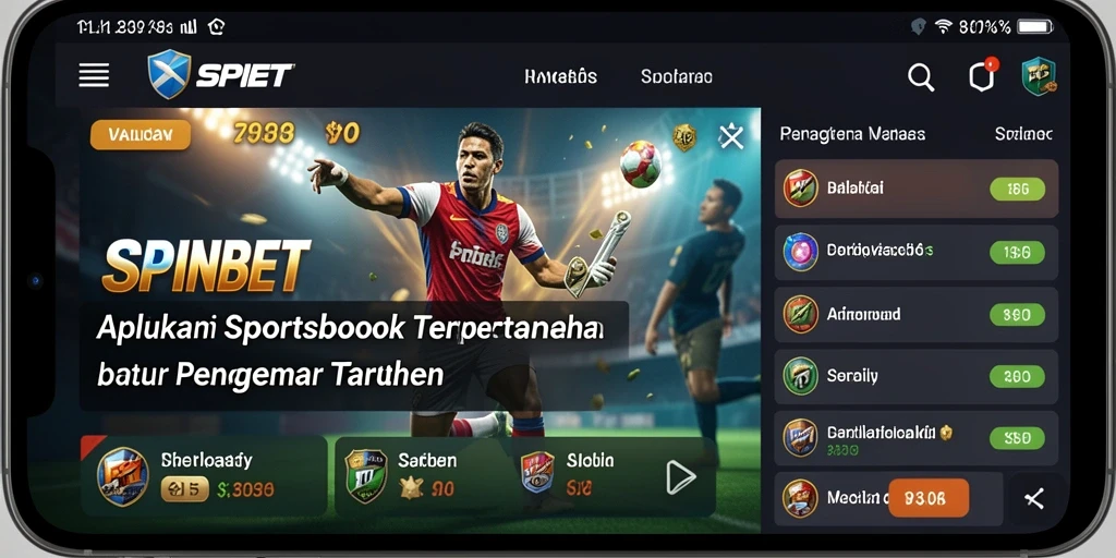 Tampilan utama SPINBET yang menampilkan pilihan taruhan olahraga.